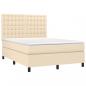 Preview: Boxspringbett mit Matratze Creme 140x190 cm Stoff