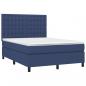 Preview: Boxspringbett mit Matratze Blau 140x200 cm Stoff