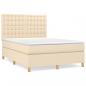 Preview: Boxspringbett mit Matratze Creme 140x190 cm Stoff