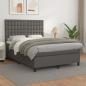 Preview: ARDEBO.de - Boxspringbett mit Matratze Grau 140x190 cm Kunstleder