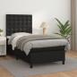 Preview: ARDEBO.de - Boxspringbett mit Matratze Schwarz 80x200 cm Kunstleder