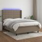 Preview: ARDEBO.de - Boxspringbett mit Matratze & LED Taupe 140x200 cm Stoff