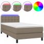 Preview: Boxspringbett mit Matratze & LED Taupe 90x200 cm Stoff