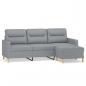 Preview: 3-Sitzer-Sofa mit Hocker Hellgrau 180 cm Stoff