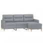 Preview: 3-Sitzer-Sofa mit Hocker Hellgrau 180 cm Stoff