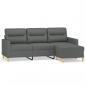 Preview: 3-Sitzer-Sofa mit Hocker Dunkelgrau 180 cm Stoff