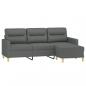 Preview: 3-Sitzer-Sofa mit Hocker Dunkelgrau 180 cm Stoff