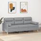 Preview: ARDEBO.de - 3-Sitzer-Sofa mit Zierkissen Hellgrau 180 cm Stoff