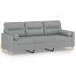 Preview: 3-Sitzer-Sofa mit Zierkissen Hellgrau 180 cm Stoff