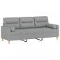 Preview: 3-Sitzer-Sofa mit Zierkissen Hellgrau 180 cm Stoff