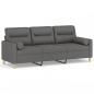 Preview: 3-Sitzer-Sofa mit Zierkissen Dunkelgrau 180 cm Stoff