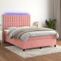 Preview: ARDEBO.de - Boxspringbett mit Matratze & LED Rosa 140x200 cm Samt