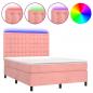 Preview: Boxspringbett mit Matratze & LED Rosa 140x200 cm Samt