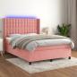 Preview: ARDEBO.de - Boxspringbett mit Matratze & LED Rosa 140x200 cm Samt