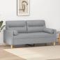 Preview: ARDEBO.de - 2-Sitzer-Sofa mit Zierkissen Hellgrau 140 cm Stoff