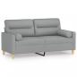 Preview: 2-Sitzer-Sofa mit Zierkissen Hellgrau 140 cm Stoff