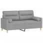 Preview: 2-Sitzer-Sofa mit Zierkissen Hellgrau 140 cm Stoff