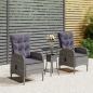 Preview: ARDEBO.de - 3-tlg. Garten-Bistro-Set Poly Rattan Grau