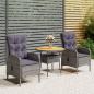 Preview: ARDEBO.de - 3-tlg. Garten-Bistro-Set Poly Rattan Grau