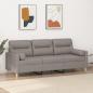 Preview: ARDEBO.de - 3-Sitzer-Sofa mit Zierkissen Taupe 180 cm Stoff