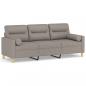 Preview: 3-Sitzer-Sofa mit Zierkissen Taupe 180 cm Stoff