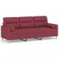 Preview: 3-Sitzer-Sofa mit Zierkissen Weinrot 180 cm Stoff