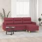 Preview: ARDEBO.de - 3-Sitzer-Sofa mit Hocker Weinrot 180 cm Stoff