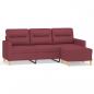 Preview: 3-Sitzer-Sofa mit Hocker Weinrot 180 cm Stoff