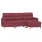 Preview: 3-Sitzer-Sofa mit Hocker Weinrot 180 cm Stoff