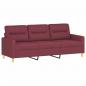 Preview: 3-Sitzer-Sofa mit Hocker Weinrot 180 cm Stoff