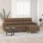 Preview: ARDEBO.de - 3-Sitzer-Sofa mit Hocker Braun 180 cm Stoff