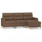 Preview: 3-Sitzer-Sofa mit Hocker Braun 180 cm Stoff