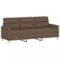 Preview: 3-Sitzer-Sofa mit Hocker Braun 180 cm Stoff