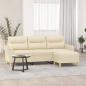 Preview: ARDEBO.de - 3-Sitzer-Sofa mit Hocker Creme 180 cm Stoff