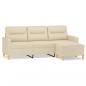 Preview: 3-Sitzer-Sofa mit Hocker Creme 180 cm Stoff