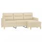 Preview: 3-Sitzer-Sofa mit Hocker Creme 180 cm Stoff