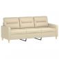 Preview: 3-Sitzer-Sofa mit Hocker Creme 180 cm Stoff