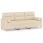 Preview: 3-Sitzer-Sofa mit Zierkissen Creme 180 cm Stoff