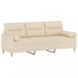 Preview: 3-Sitzer-Sofa mit Zierkissen Creme 180 cm Stoff