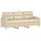 Preview: 3-Sitzer-Sofa mit Zierkissen Creme 180 cm Stoff