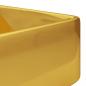 Preview: Waschbecken mit Wasserhahnloch 48 x 37 x 13,5 cm Keramik Golden