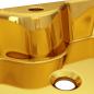 Preview: Waschbecken mit Wasserhahnloch 48 x 37 x 13,5 cm Keramik Golden