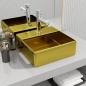 Preview: ARDEBO.de - Waschbecken mit Wasserhahnloch 38 x 30 x 11,5 cm Keramik Golden