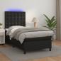 Preview: ARDEBO.de - Boxspringbett mit Matratze & LED Schwarz 80x200 cm Kunstleder