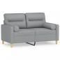 Preview: 2-Sitzer-Sofa mit Zierkissen Hellgrau 120 cm Stoff