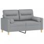 Preview: 2-Sitzer-Sofa mit Zierkissen Hellgrau 120 cm Stoff