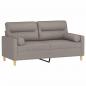 Preview: 2-Sitzer-Sofa mit Zierkissen Taupe 140 cm Stoff