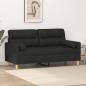 Preview: ARDEBO.de - 2-Sitzer-Sofa mit Zierkissen Schwarz 140 cm Stoff