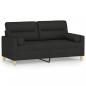 Preview: 2-Sitzer-Sofa mit Zierkissen Schwarz 140 cm Stoff