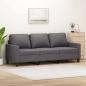 Preview: ARDEBO.de - 3-Sitzer-Sofa Grau 180 cm Kunstleder